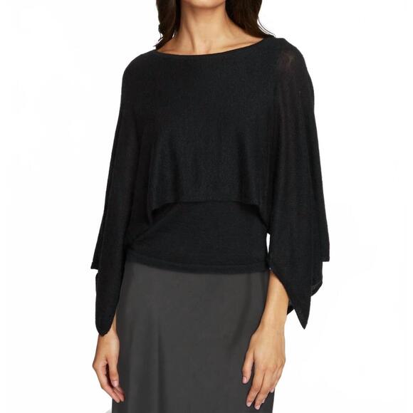 NEW AUTUMN CASHMERE layered capelet top in black